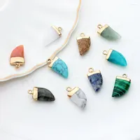 Charms 10 20mm 2pcs/lot Natural Stone Pendant Knife Tip Teeth Color For DIY Jewelry Accessories