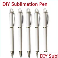 Ballpoint Pens Sublimation Blank Ballpoint Pen White Diy Advertising Business Heat Transfer Printing Gel Drop Delivery Office School Dho35