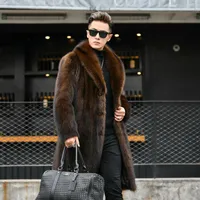 Women's Fur Imitation Mink Coat Men's Mid-length Whole Winter Large Size Plus Velvet Thickening Raccoon Men Clothing LB006