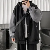 남성용 재킷 한국 스타일 세련된 리브 베드 커프 후드 재킷 슈퍼 소프트 유니osex 단일 가슴 데이트