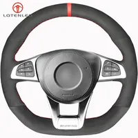 Black Suede Steering Wheel Cover For Mercedes-Benz A45 AMG W205 C43 C63S CLA45 CLS63 GLC 43 c63 GLE43 AMG252b