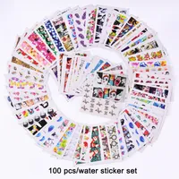 100-stcs Nail Art Sticker Sets Mixed Full Cover Girl Flower Cartoon Decals voor Poolse edelsteen Nagelfolie Art Decor Trstz134-2332213