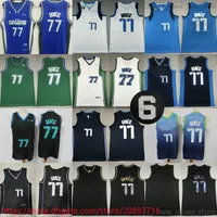 New 6 Patch Luka Basketball 77 Doncic Jerseys Stitched Man Women With Russell 6 Patch Jersey 2022-23 Blue City White Golden Youth Boys