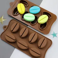 7-Cavity-Kaffeebohnen Silikonform DIY Candy Seifen Kekse Schokoladen Geburtstagsfeier Café Geschenke Backvorgang MJ1058
