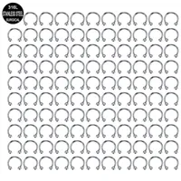 Navel Bell Button Rings Wholesale 100PCSLot Steel Nose Hoop Nostril Piercing Septum Horseshoe Fake Body Jewelry 16G 221107