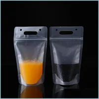 Storage Boxes Bins 100Pcs/Lot Clear Drink Pouches Bags Plastic Drinking Bag 450Ml Transparent Selfsealed Beverage Juice Milk Drop Dh6Kn