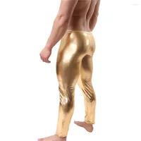 Pantaloni da uomo maschile bagnato in pelle faux pantaloni lunghi pantaloni sexy novità muscolari magri leggings gocciola