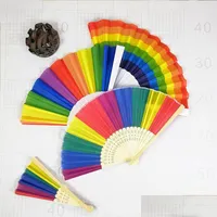 Party Gunst Rainbow Hand Held Fan for Party Decoration Plastic Folding Dance Gift Gunst DHS Ship HH92294 Drop Delivery Home Garden F DHNQK