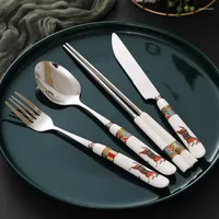 Dinnerware Sets Classic Ceramic Cutlery Set Wedding Designer High Quality Gift Spoons Fork Soup Dinner Breakfast Cuisine Home Garden