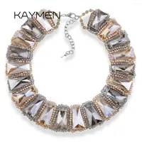 Choker Kaymen Luxury Fashion Statement Halskette Kristall Perlenstr￤nge handgefertigt f￼r Frauen 2 Farben