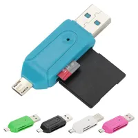 Whole 2 in 1 Cellphone OTG Card Reader Adapter with Micro USB TF SD Card Port Phone Extension Headers2754