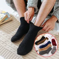 Erkek Çorap Kış Sıcak Kabarık Kadınlar Erkekler Termal Pamuklu Yumuşak Elastik İç Mekan Havlu Nefes Alabaş Düz Renk