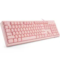Basaltech Pink Keyboard with LED Backlit 104-Key Quiet Gaming Keyboard Mechanical Feeling Waterproof Wired USB for PC Mac Laptop Y0808208l