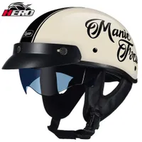 Cycling Helmets Black Retro Motorcycle Helmet Open Face Helmet Dot Approved Retro Moto Casco Capacete With Sunshade Lens Vintage Half Helmet T221107