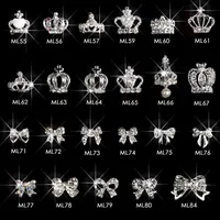 100 stcs Silver Crown Bows Rhinestone nagelontwerp Legering 3d Diy Crown Nail Art Supplies Pendant Decorations Accessoires ML55-84219A