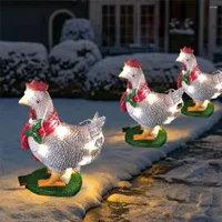 ديكورات عيد الميلاد دجاج خفيفة مع وشاح الفناء الديكور أكريليك النحت حديقة الحديقة لوازم الممر