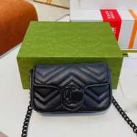 En Kaliteli Lüks Moda Kadın Zincirleri Çapraz Bags Marmont Tasarımcıları Kalp Dalga Desen Tasarımcı Omuz Çantaları Messenger Çantaları Pruse şerit zincir Tote