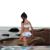 Ins Girls a due pezzi Mermaid Swimsuit Ruffle Designer Specende Beach abbiglia