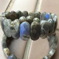 Charm Bracelets Beautiful Jewelry Natural Faceted Labradorite Oblong Women Men Bead Bracelet PG9138