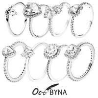 ウェディングリングOctbyna Clear SparklingLove Heart Diamond Ring for Women Engagement Bands Bride Party Jewelry
