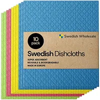 Diskdukar - 10 Pack återanvändbara absorberande handdukar för köksbänkar Tvättar Cellulosa svampduk