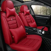 Car Seat Covers Full Set For Mazda Durable Leather Adjuatable Five Seats Cushion Mats Crown Design Red299a