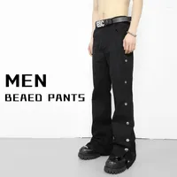 Calças masculinas de alta qualidade 2023 Buckles de dupla lateral masculino Button Slit Troushers Hip Hop Roupas Masculinas
