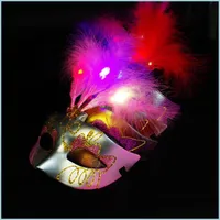 Masque de fête fête Masques de plumes brillantes Masque Hallowmas Masque Sparkle Masquerade Venetian Bar Pâques Dance Événement Drop Drop Livraison Mariage Événements SHSRN