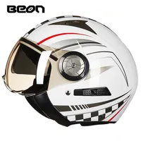 أصيلة Beon Fashion Security Double Lens Vintage Harley Style Half Face Porticcle Helmet ABS ABS ABS ABS DARE PORTORTION PROCTRICT B216 SIZE M3475