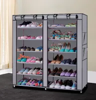 6 Row 2 Line Nonwoven Fabric Rack Gray Coffee Simple Furniture Multifunctional Storage Cabinets Folding Dust Shoe Q1906102793905