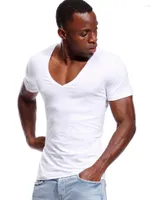 남자 정장 7115jsy vee tee mannelijke tshirt onzichtbare hemd model scoop zoom slim fit korte mouw