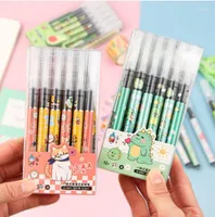 Pcs lot Straight Liquid Gel Pen Cartoon Cat Dinosaur Animal Black Ink Pens Promotional Gift Stationery School Supplies