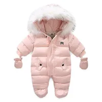 ملابس فتيات الأطفال حديثي الولادة الشتاء السميكة الأولاد رومبون أزياء معطف معطف الفراء بالإضافة إلى طفل مخملي رومبر 3-24 شهر