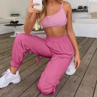 Fashion Tracksuit Women Due pezzi set casual Sports Solid Colors Sleeveless Crop Tops e Long Pants Training Exercing Suit#G42334
