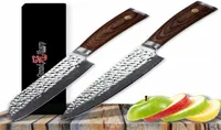 Grandsharp 2 PCS Damasco Kitchen Knives Chef Santoku Knife Set VG10 Japanese Damascus SCEOLED SECREE SECREE HACERACIONES COCINA 5606074