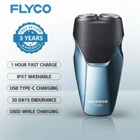 Flyco Electric Razor для мужчин Интеллектуальная мокрое сухое борода Триммер IPX7, промывая мужская бритва 3D тип C USB Fast Recharged3178