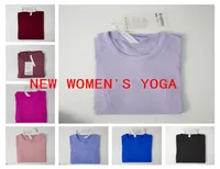 Kvinnor Yoga Tshirts H￶gelastisk andningsbar Running Top Snabbtorkning S￶ml￶s kort￤rmad Sportcyklande Gym slitage8396121