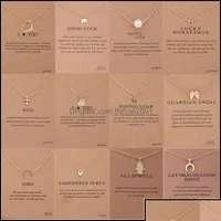 Colliers pendants Colliers pendants Collier doyé avec carte-cadeau Elephant Pearl Ailes Cross Key Key Zodiac Sign Compass Lotus F Otbj5