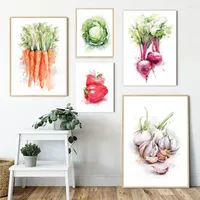 Gem￤lde K￼che Dekor Aquarell Gem￼se Poster Karotten Tomaten Leinwand Malerei Drucke Wandkunst Bilder Esszimmer Home Dekoration