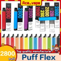 Original Puff Flex Puff 2800 E Cigarette Disposable Vape 20 Flavors 18650 1100MAH Batteri Förfylld 8ml Tank PK Alair Plus Puffxxl Esco Mega Bars