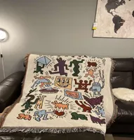 Couvertures American Joint Trend Keith Haring Graffiti Master Illustrator Single Sofa Couverture décorative Tapestry COVERS COVER BLANKE9129354