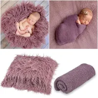 Blankets 2pcs Born Pography Props Baby Blanket Swaddle Wrap Shaggy Area Rug