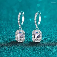 Pendientes colgantes Total 2ct radiante esmeralda moissanite S925 STERLING Silver Wedding Joyer￭a fina Pase de diamante Diamante