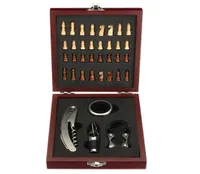 Home Visit Pourer Tin Foil Cutter With Chess Corkscrew Vintage Gift Box Cork Game Wine Opener Tool Set Wooden Board Accessory T2009610950