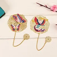 Butterfly Metal Bookmark Brass Hollow Chinese Style Bookmarks Retro Book Clip Pendant Pagination Mark Souvenir Gift Stationery