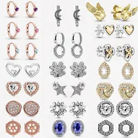 Yeni Salgın 925 Saf Silver Daisy Salyangoz Altın Küpeler Pandora Kadın Mücevher Moda Aksesuarları Hediye