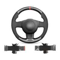 Non-slip Durable Black Suede PU Carbon Fiber Car Steering Wheel Cover Warp for Seat Leon FRCupra MK2 1P2382
