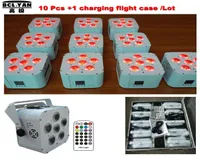 10pcs 1 Fly Case Los DMX DMX Wireless Battery Operated LED Flat Par Light Infrarot Remote Hochzeit UV Uplights4044340