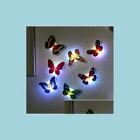 Nocne światła 2021 Hurtowe kolorowe lekkie naklejki na ścianę motyla Łatwa instalacja Lampa LED LAMPA DOMOWA DOMOWA KILD Pokój Lodówka Bedroo Dhzas