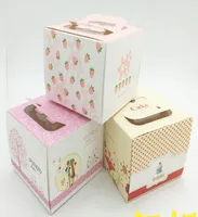 Novo 135x135x102cm Kraft Paper Box Box Boxes de biscoito de biscoitos 100pcslot Pink Strawberry White Day Caixas de chocolate3445820